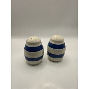 Vintage Staffordshire Chef Ware Blue And White Striped Salt And Pepper Shakers